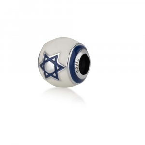 Bracelet Charm, Israel Flag in White and Blue enamel - Sterling Silver