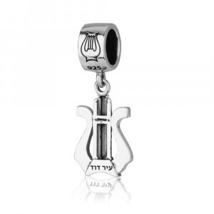 Bracelet Charm in King David Lyre Image - Sterling Silver