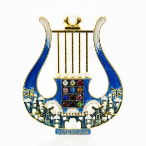 David's Lyre and Jerusalem Design, Enamel Wall Decoration in a Choice of Colors