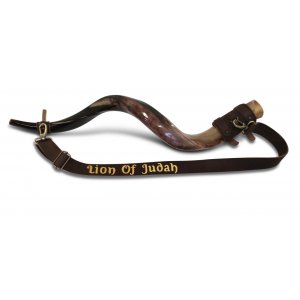 Personalized Leather Shoulder Sling with Custom Name for Carrying Kudu Horn Yemenite Shofar