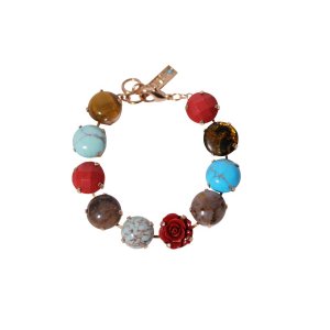Handcrafted Bracelet with Colorful Round Semi Precious Stones - Amaro