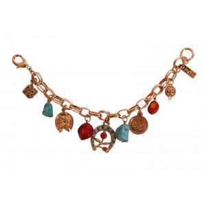 Handcrafted Rose Gold Plated Bracelet with Colorful Lucky Charms - Amaro