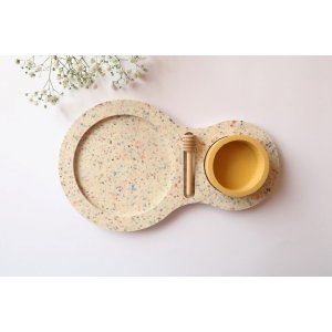 Handmade Terrazzo Design Apple Tray and Yellow Honey Bowl - Graciela Noemi