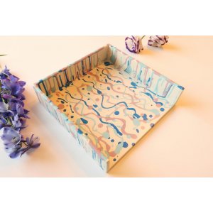 Handcrafted Passover Matzah Tray with Blue and Purple Streaks - Graciela Noemi