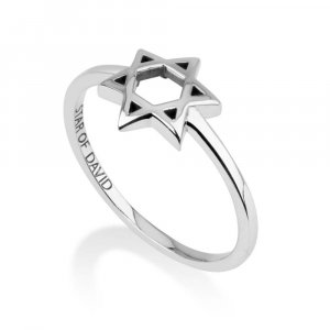 Ring of Sterling Silver with a Raised Cutout Star of David
