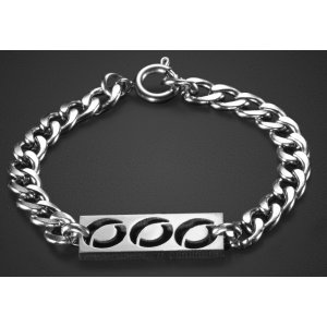 Stainless Steel Man's Chain Bracelet, Three Decorative Open Circles in Center - Adi Sidler