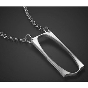 Man's Pendant Necklace Geometric Collection, Oval in Rectangle - Adi Sidler