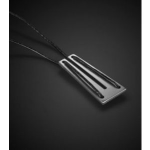 Man's Pendant Necklace, Geometric Collection with Letter U and Black Cord  Adi Sidler