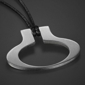 Mans Pendant Necklace Geometric Collection  Ellipse and Black Cord - Adi Sidler,