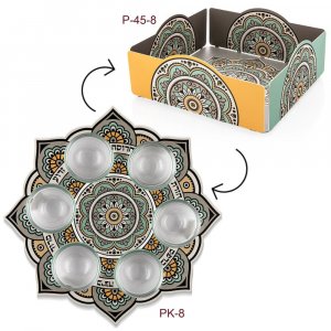 Dorit Judaica Matching Mustard and Black Seder Plate and Matzah Tray  Mandala