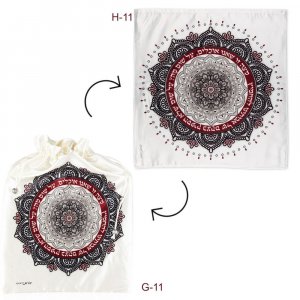Matzah Cover & Afikoman Bag Set with Mandala Design in Maroon and Gray - Dorit Judaica