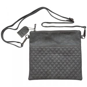 Dark Gray Faux Leather Tefillin Bag with Shoulder Strap