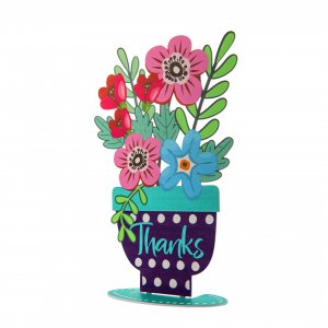Colorful Flower Sculpture with "Thanks" in English - Dorit Judaica