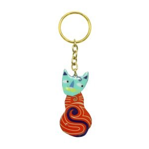 Yair Emanuel, Gold Key Chain - Colorful Cat Decoration