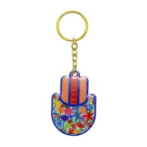 Yair Emanuel, Gold Key Chain – Colorful Hamsa with Flowers