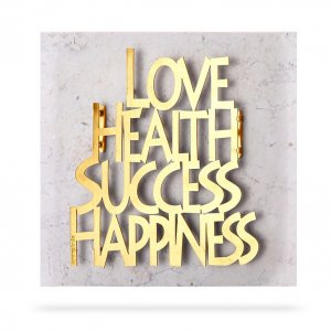 Wall Plaque with Gold Plated Words of Blessing, English - Dorit Judaica