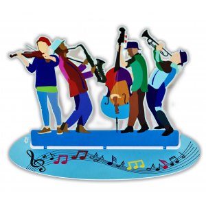 Free Standing Sculpture of Klezmer Players with Musical Notes - Dorit Judaica