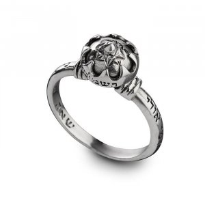 Silver Kabbalah Ring, Chrysoberyl Gem with Five Metals and Biblical Verses - HaAri