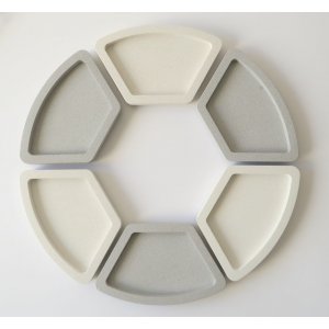 Graciela Noemi Handcrafted Modular Passover Seder Plate - Gray- White
