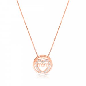 Mom Pendant on .925 Sterling Silver Necklace - Option: Silver or Rose Gold Plate