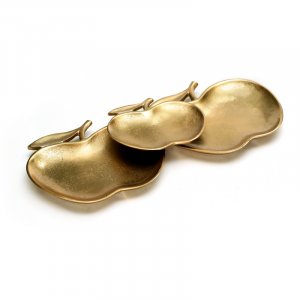 Three-Piece Gold Metal Apple Shaped Dish for Apple Slices on Rosh Hashanah