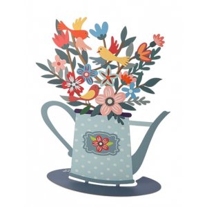 Free Standing Watering Can with Flowers and Birds- Dorit Judaica