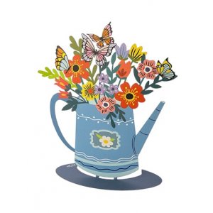Free Standing Watering Can with Flowers and Butterflies - Dorit Judaica