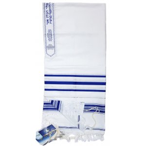 Talitania Acrylic Tallit - Blue and Silver Stripes