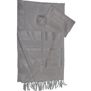 Handwoven White Silk Tallit Set with White Stripes - Gabrieli