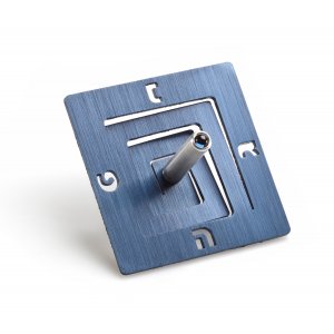 Square Spiral Hanukkah Dreidel Brushed Aluminum, Blue - Adi Sidler