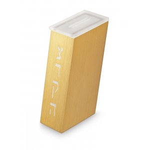 Contemporary Brushed Aluminum Tzedakah Charity Box, Gold - Adi Sidler