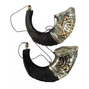 Sterling Silver Decorated Anointing Ram's Horn Shofar