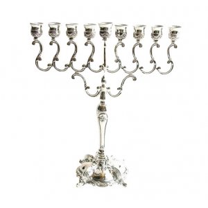 Silver Plated Hanukkah Menorah - Curling Branches Design