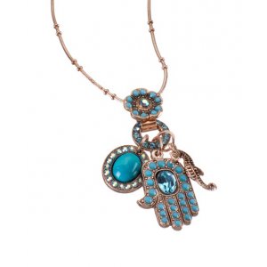 Oriental Hamsa and Seahorse and Turquoise with Swarovski Crystals - Amaro