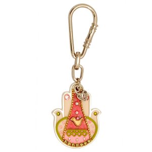 Ester Shahaf Key Ring with a Hamsa and Dove
