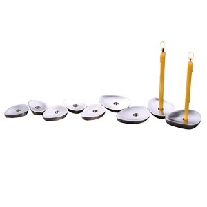 Brushed Aluminum Sabra Leaf Hanukkah Menorah - Anat Basanta