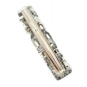 Old City of Jerusalem Silver Plate Mezuzah Case