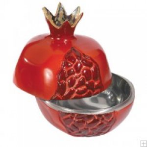 Red Aluminum Pomegranate Shaped Honey Dish - Yair Emanuel