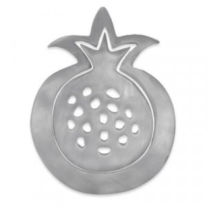 Two-in-One Silver Aluminum Trivets, Pomegranate - Yair Emanuel