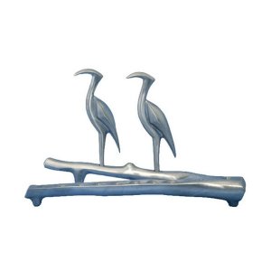 Hanukkah Menorah, Slender Herons Perched on Branch - Shraga Landesman