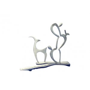 Aluminum Hanukkah Menorah Elegant Deer and Cactus Plant - Shraga Landesman