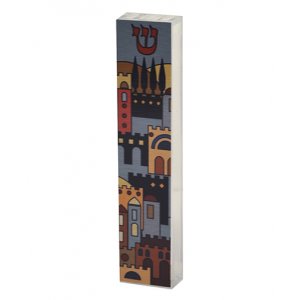 Lucite Mezuzah Case Colorful Aluminum Print, Jerusalem Images - Dorit Judaica