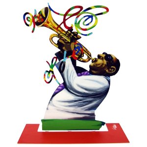 Free Standing Double Sided Music Sculpture - Trumpet Player by David Gerstein