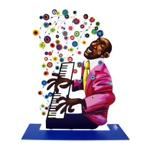 Free Standing Double Sided Music Sculpture - Piano Player by David Gerstein