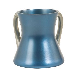 Gleaming Blue Aluminum Small Hourglass Wash Cup - Yair Emanuel