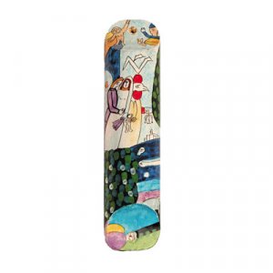 Small Wood Hand Painted Mezuzah, Bride and Groom at Wedding Chuppah - Yair Emanuel