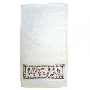 Netilat Yadayim Hand Towel, Embroidered Pomegranates - Yair Emanuel