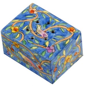 Hand Painted Wood Spice Box with Cloves, Oriental Forest - Yair Emanuel