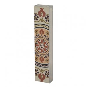 Lucite and Aluminum Mezuzah Case, Pomegranates Mandala Design - Dorit Judaica