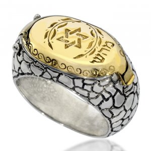 HaAri Gold and Silver Signet Snake Ring, Kabbalah Etchings and a Secret Compartment